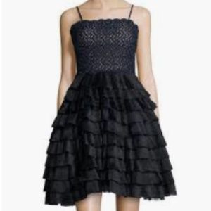 RED Valentino Lace & Tiered Ruffle Cocktail Dress